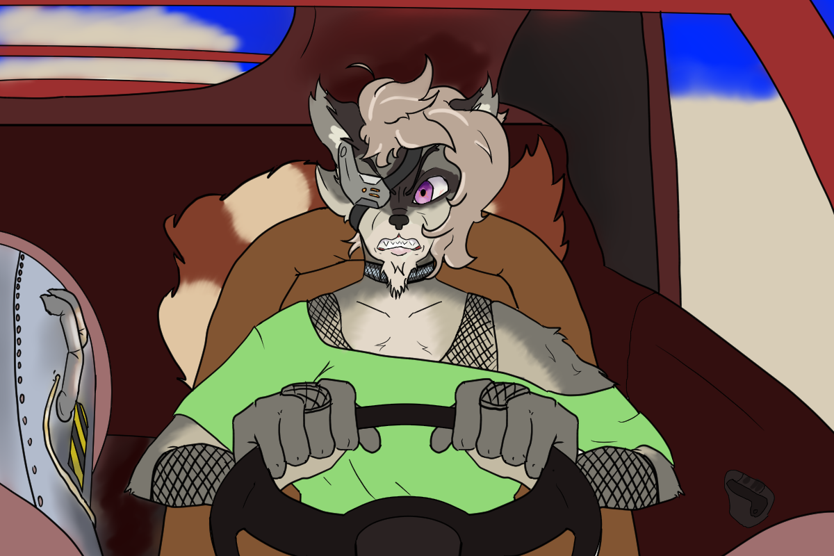 Cae, furiously gripping his steering wheel as he speeds off in his car.
